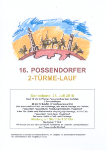 Plakat Possendorfer 2-Türme-Lauf 2018
